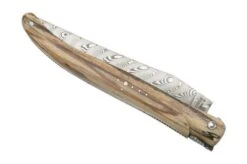 Laguiole En Aubrac Le Perlé 12 Cm L0512WA6J3DB Balbach Damast Full Handle Beech Wood -Knifeshop AUL0512WA6J3DB 04 laguioleaubrac