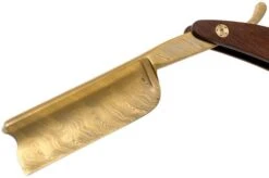 Böker Manufaktur Master Cutter Damascus Gold, Desert Ironwood 140801DAM Straight Razor -Knifeshop BO140801DAM 03 boker