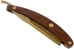 Böker Manufaktur Master Cutter Damascus Gold, Desert Ironwood 140801DAM Straight Razor -Knifeshop BO140801DAM 04 boker