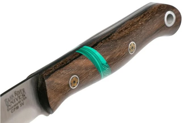 Bark River Ultra-Lite Bushcrafter CPM 3V Zericote, Jade Malachite Spacer, Black Liners, Mosaic Pins 7 Bark River Ultra-Lite Bushcrafter CPM 3V Zericote, Jade Malachite Spacer, Black Liners, Mosaic Pins - Image 5