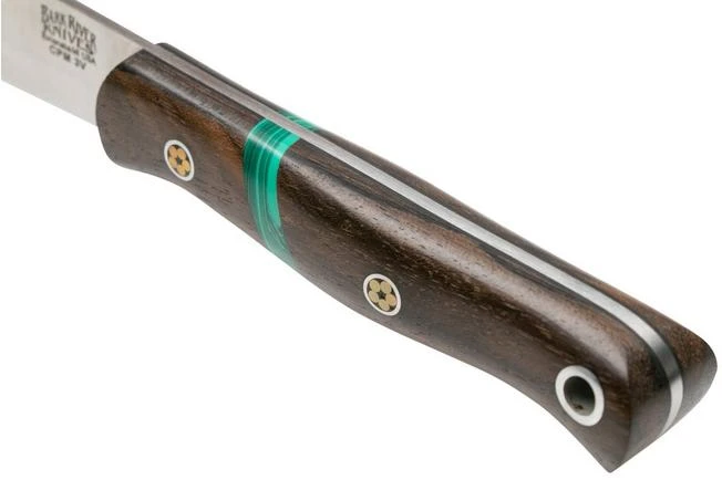 Bark River Ultra-Lite Bushcrafter CPM 3V Zericote, Jade Malachite Spacer, Black Liners, Mosaic Pins 8 Bark River Ultra-Lite Bushcrafter CPM 3V Zericote, Jade Malachite Spacer, Black Liners, Mosaic Pins - Image 6