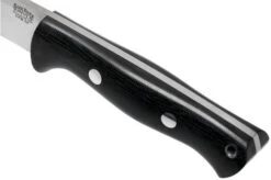 Bark River Bravo 1 LT CPM 3V Rampless, Black Canvas Micarta, Brown Sheath -Knifeshop BRK07 126BRKC RS 05 bark river knives v202107