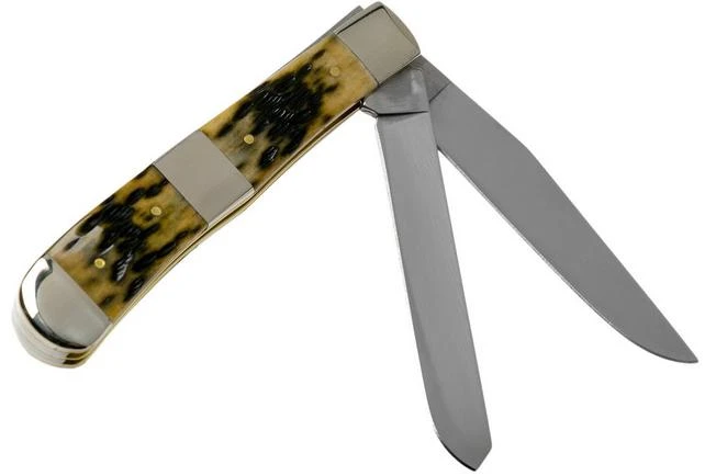 Case Trapper, Tang Stamp Series, Peach Seed Jig, Olive Green Bone 21511, 6254 SS Pocket Knife 4 Case Trapper, Tang Stamp Series, Peach Seed Jig, Olive Green Bone 21511, 6254 SS Pocket Knife - Image 2