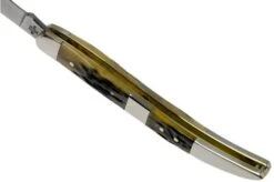 Case Medium Texas Toothpick, Tang Stamp Series, Peach Seed Jig, Olive Green Bone 21515, 610094 SS Pocket Knife -Knifeshop CE21515 05 case