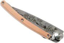 Deejo Tattoo 27g, Juniper Wood, Cherry Blossom 9AB022 Pocket Knife -Knifeshop DJ9AB022 04 deejo