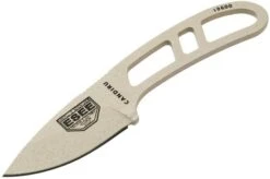 ESEE Candiru Desert Tan CAN-DT Neck Knife With Black Sheath + Belt Clip -Knifeshop EE CAN DT 03 esee knives v201901