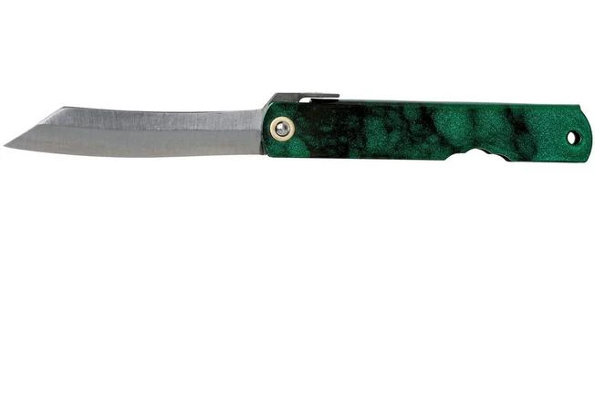 Higonokami Pocket Knife 7.3 Cm HIGOCJ, Blue Paper Steel, Jade Black Green Glitter Enamel 3 Higonokami Pocket Knife 7.3 Cm HIGOCJ, Blue Paper Steel, Jade Black Green Glitter Enamel