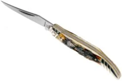 Rough Ryder Toothpick Cinnamon Stag RR2154 Damascus Slipjoint Pocket Knife -Knifeshop RY2154 05 rough ryder