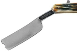 Rough Ryder Folding Razor Cinnamon Stag RR2159 Damascus Straight Razor -Knifeshop RY2159 03 rough ryder