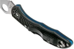 Spyderco Delica 4 Thin Blue Line C11FPSBKBL Pocket Knife -Knifeshop SPC11FPSBKBL 05 spyderco